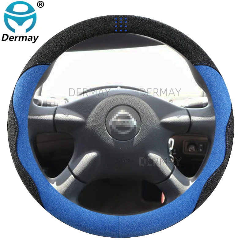 for Nissan Primera P12 P11 P10 Suede Leather DERMAY Car Steering Wheel Cover Non-slip Auto Accessories