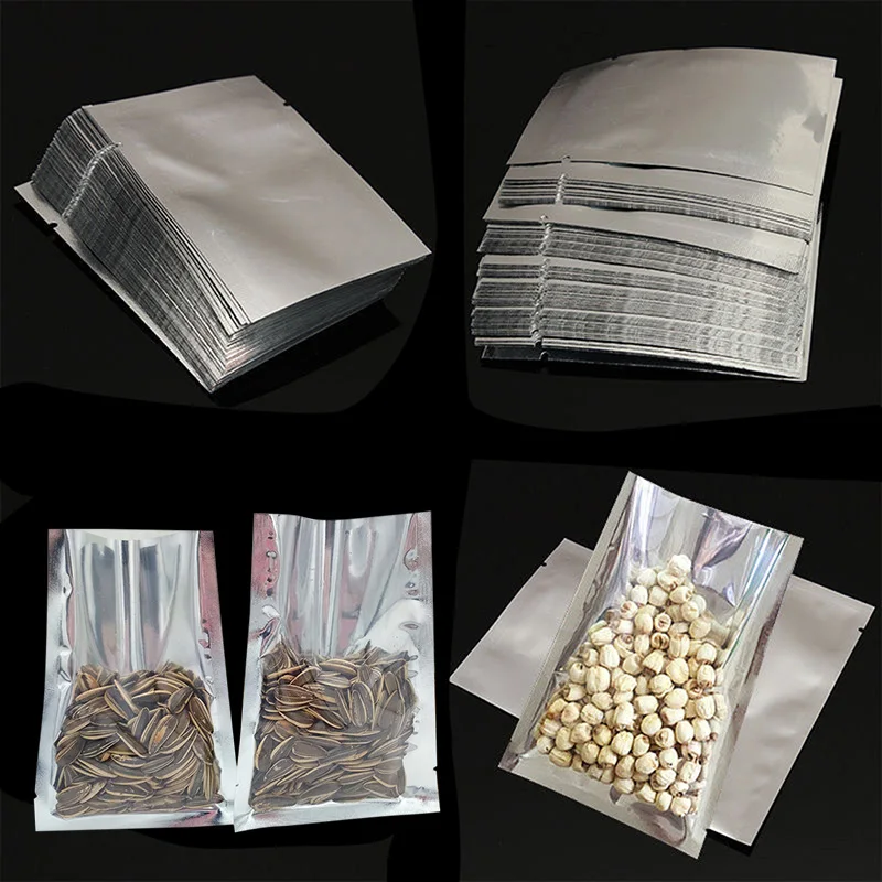 VIP100pcs Heat Seal Storage Bags Aluminium Foil Vacuum Sealer Pouches Food Grade For Nuts Storage Bags Home Storage Organization