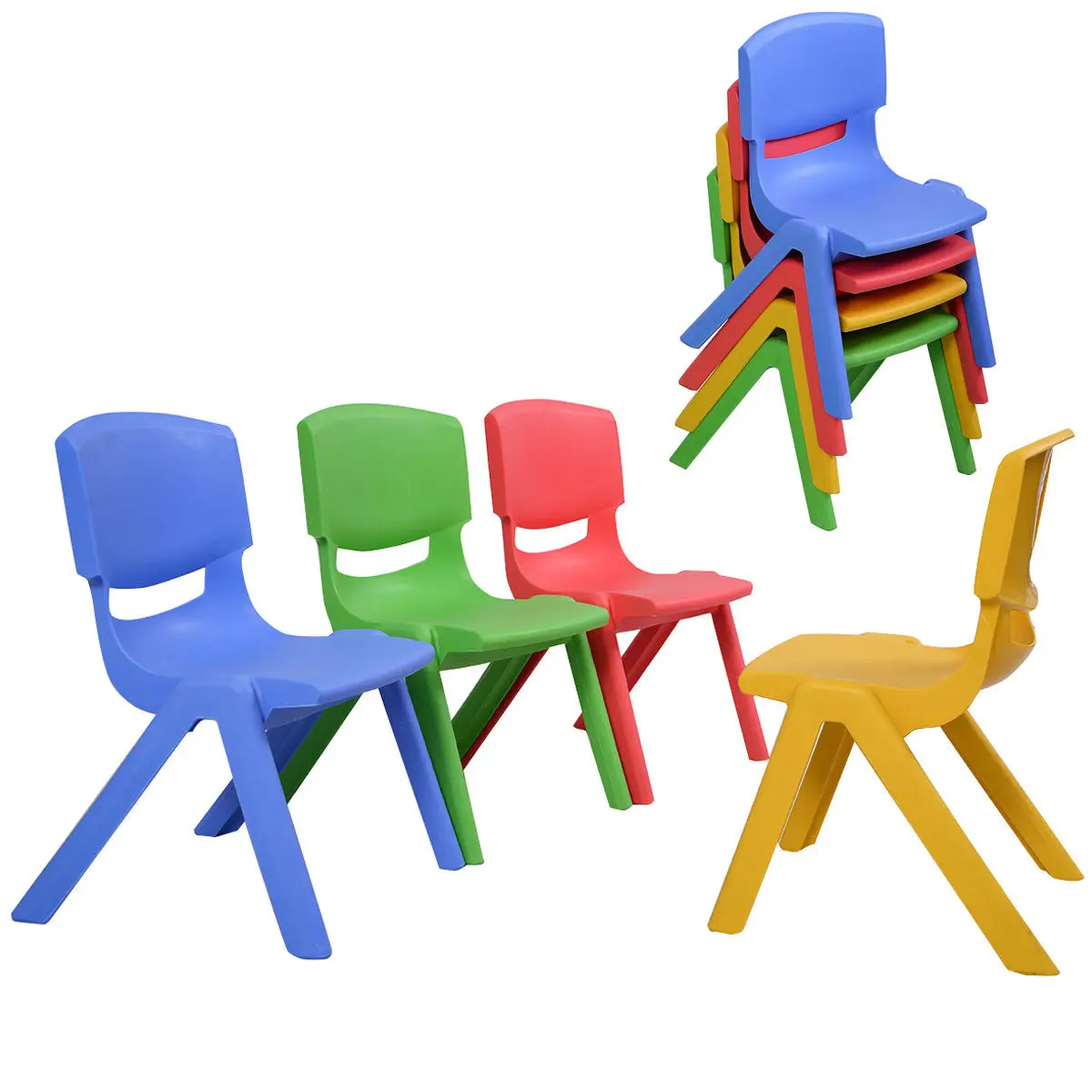 Chaises empilables en plastique pour enfants, meubles colorés, jeu et apprentissage, nouveau, ensemble de 8