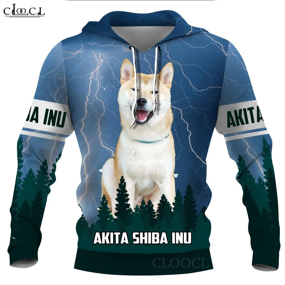 HX Alabai Dog Print Men Hoodies Pets Letter Men Clothing Long Sleeve Hoodie Streetwear Unisex Pocket Sweatshirts