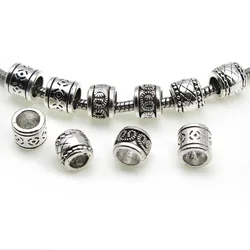 20pcs/lot Tibetan Silver Metal Big Hole Accessories Loose Tube Spacer Beads Handmade For Bracelet DIY Jewelry Making Supplies