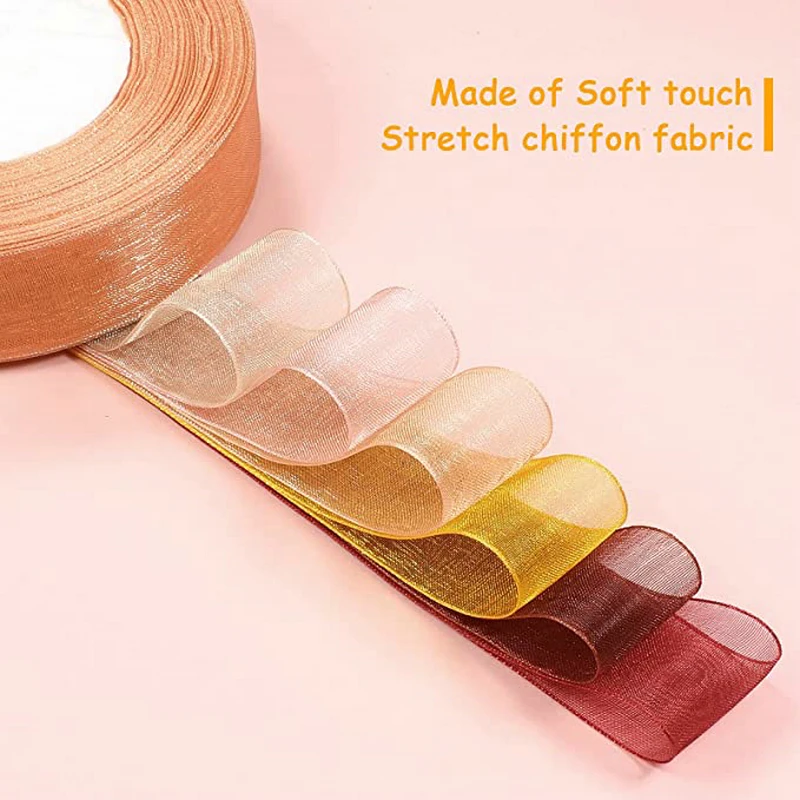 10 Yards/Lot schiere Chiffonband Organza Satinbänder für Geschenkverpackung Dekoration Hochzeitssträuße Party Kranz Spitzenstoff – Detail 21
