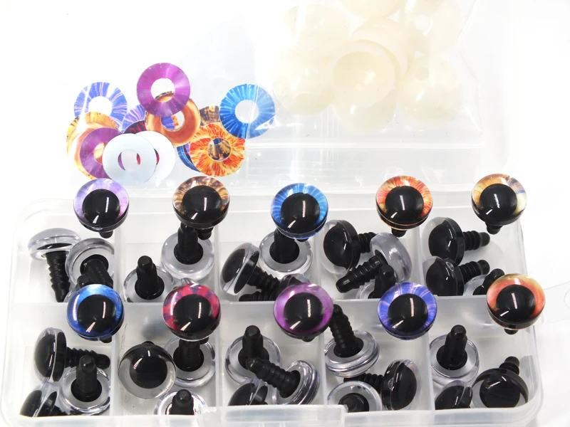 High Quality 40pcs 3D Glitter Plush Plastic Safety Eyes For Toys Amigurumi Doll Making Eyes For Dolls Mix Animal Box 14mm