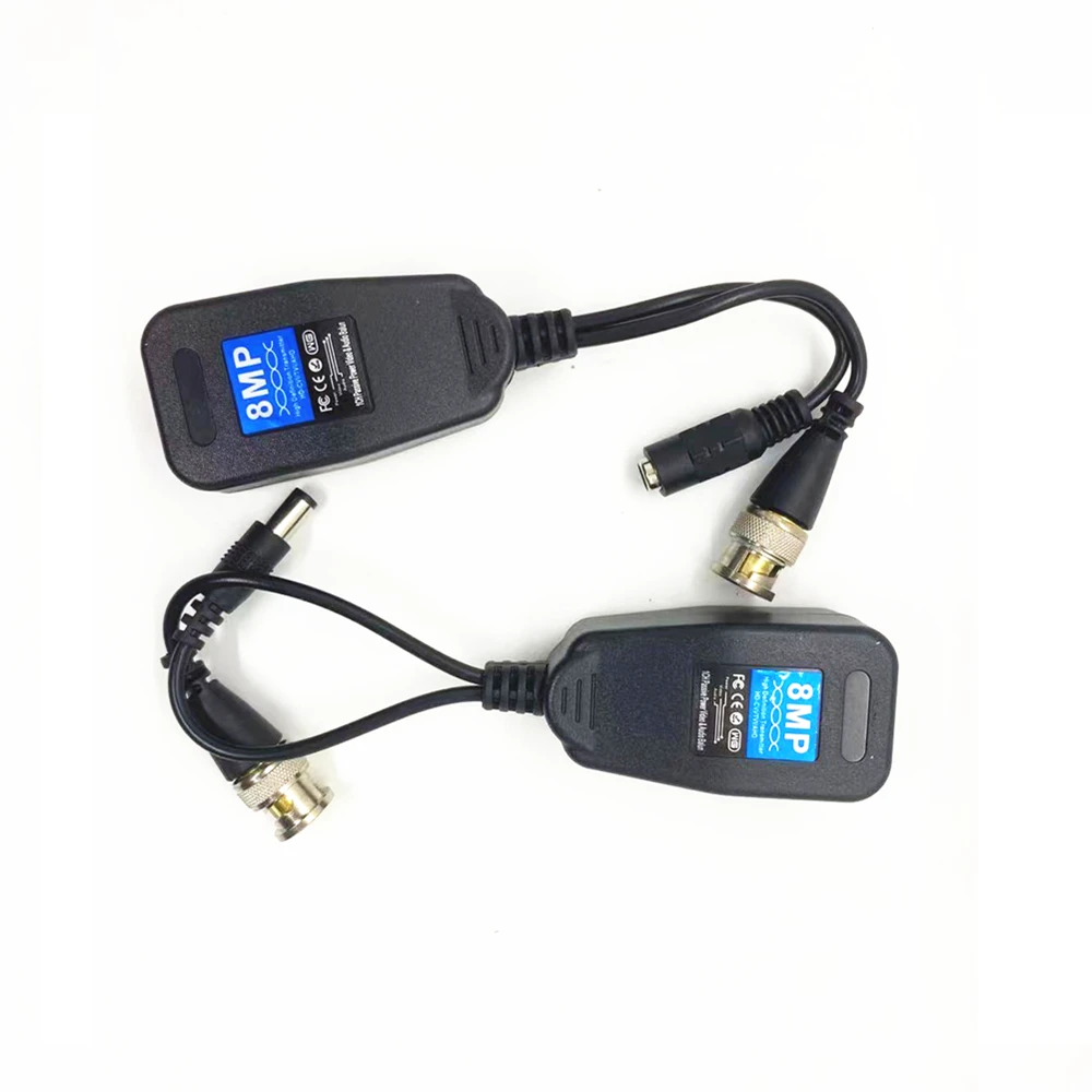 BNC To RJ45 4K 8MP Passive Video Power Balun CCTV Twisted Pair Transceiver For CCTV Camera