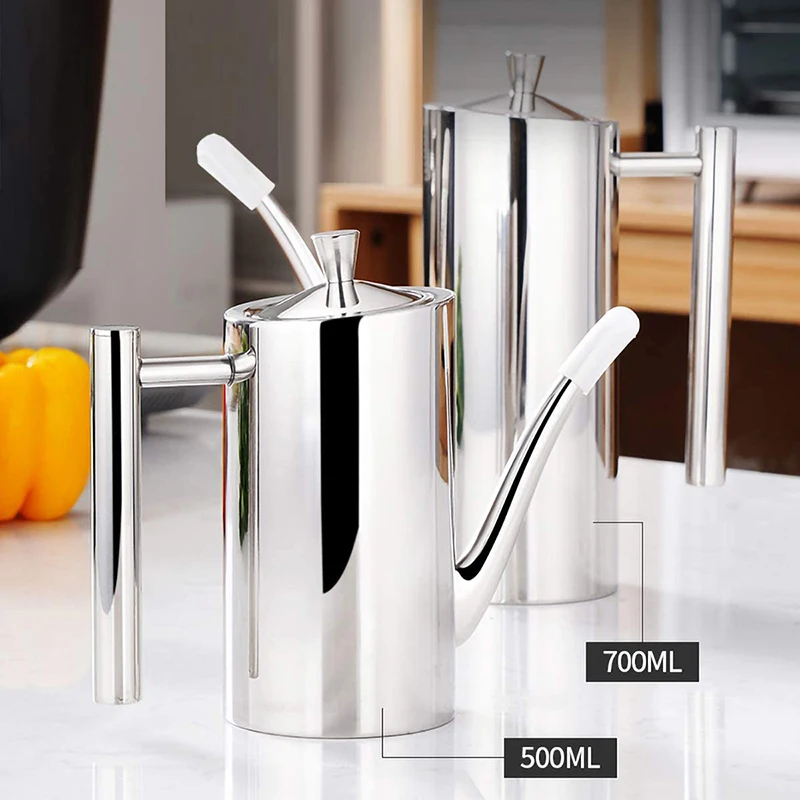 

500/700ml Stainless Steel Olive Oil Bottle Vinegar Dispenser Sauce Seasoning Batcher Can Pots Oil Container Kitchen Accessories