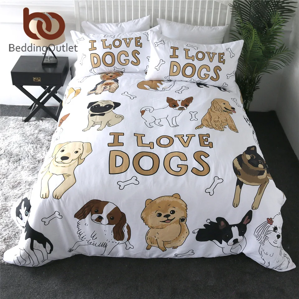 

BeddingOutlet Shoes Puppy Bedding Set Bulldog Kids Duvet Cover Cartoon Dog Home Textiles Animal Colorful Bedclothes Posciel