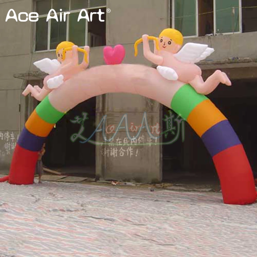 Special Holly, Inflatable Arch, Custom Inflatable Angel Archway With Red Heart On The Top For Valentine's Day/Party Decoration