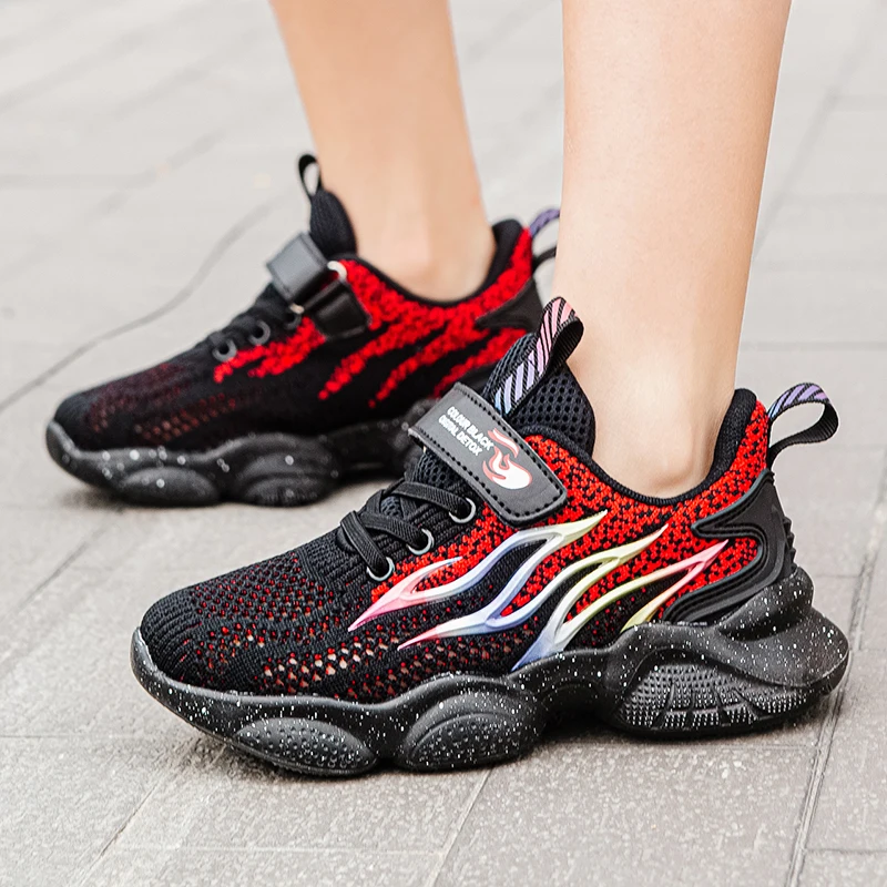 Children Casual Shoes Boys Light Sneakers Student Kid Summer Size 5 8 9 12 13 Years Old Mesh Sport Footwear Autumn Spider 7-12y