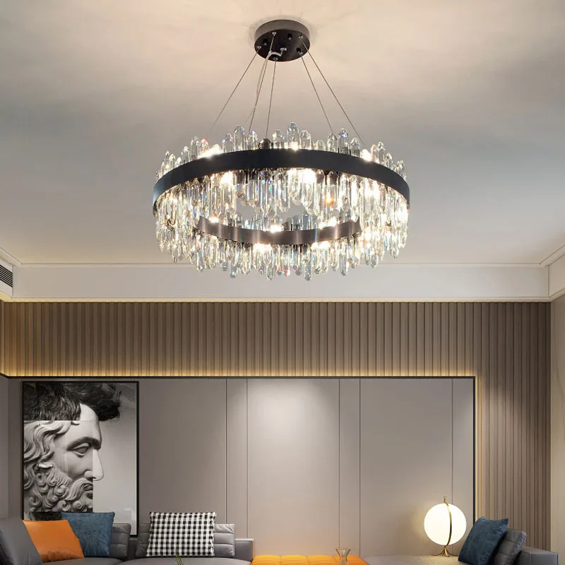 

Post Modern Luxury Chandelier Black Crystal Lamp Home American Lamp 2021 New Bedroom Living Room Lighting