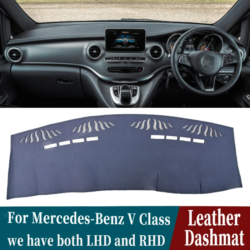 

Leather Dashmat Dashboard Cover Pad Dash Mat Car-Styling accessories For Mercedes-Benz V Class v200 v250 v220 V260 2016-2020