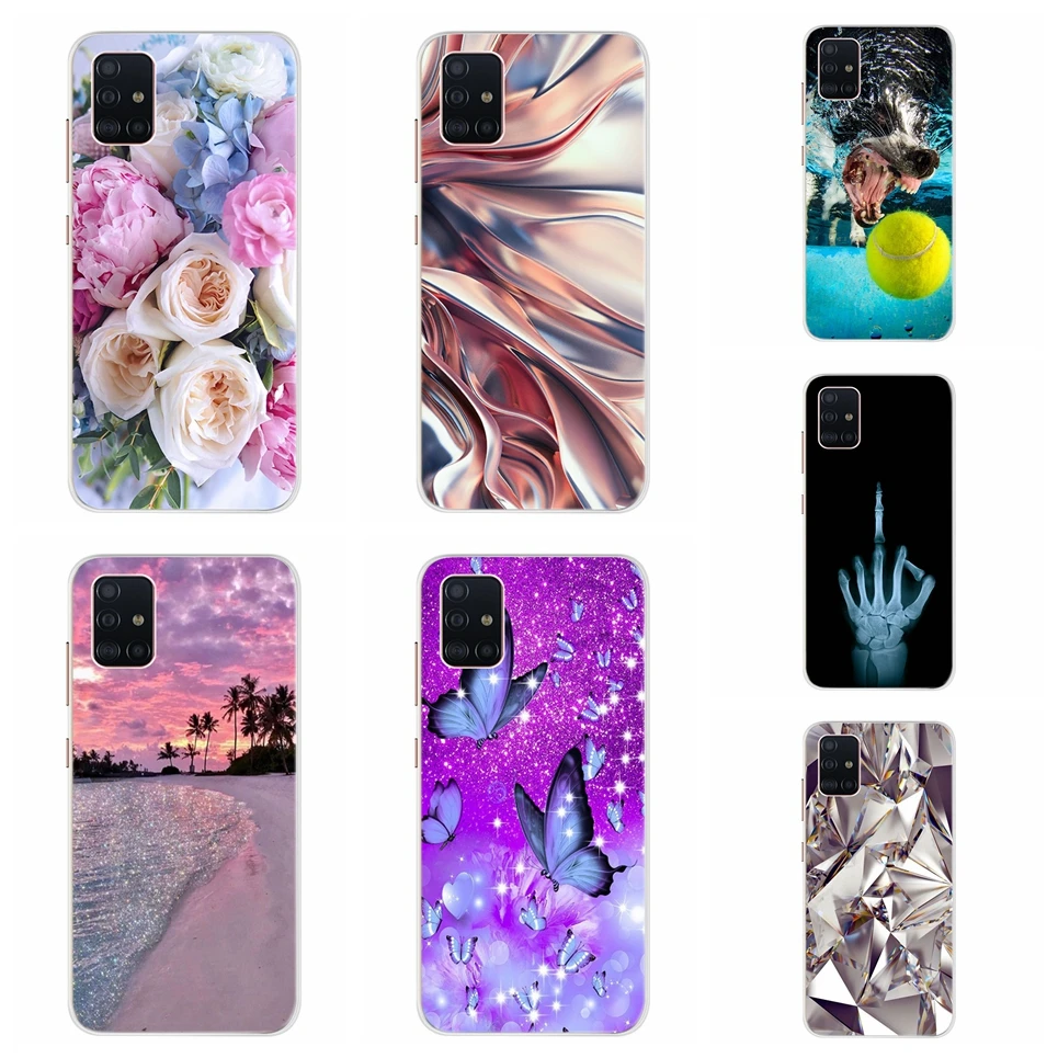 Flowers Cute Patterns Soft TPU Phone Case For Samsung Galaxy A51 Case Shockproof Back Cover For Samsung A51 A515F A 15 Cover