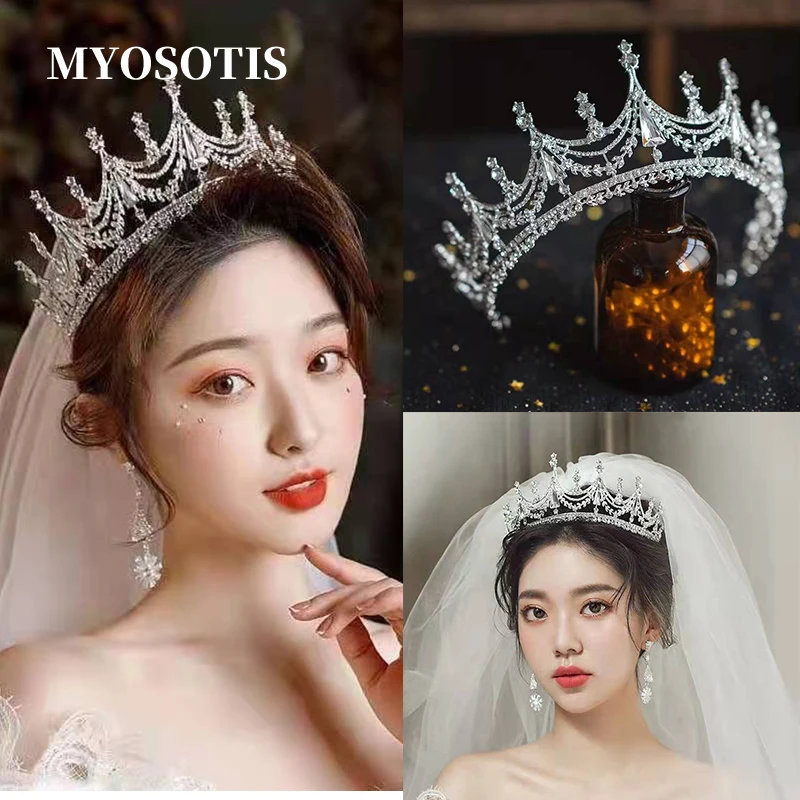 Bride Crown Princess Rhinestone Bridesmaid Tiaras Headband Wedding Headdress Hair Jewelry Accessories