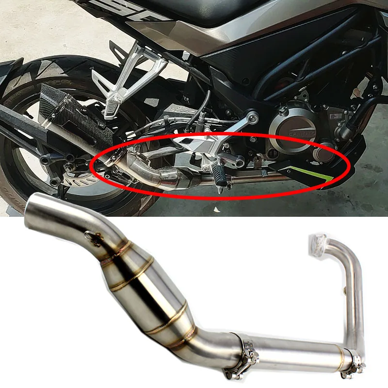 Slip-on For CFMoto NK250 CF NK 250 Middle pipe Motorcycle Exhaust Link Front Tube Escape Moto Motorbike Scooter all year