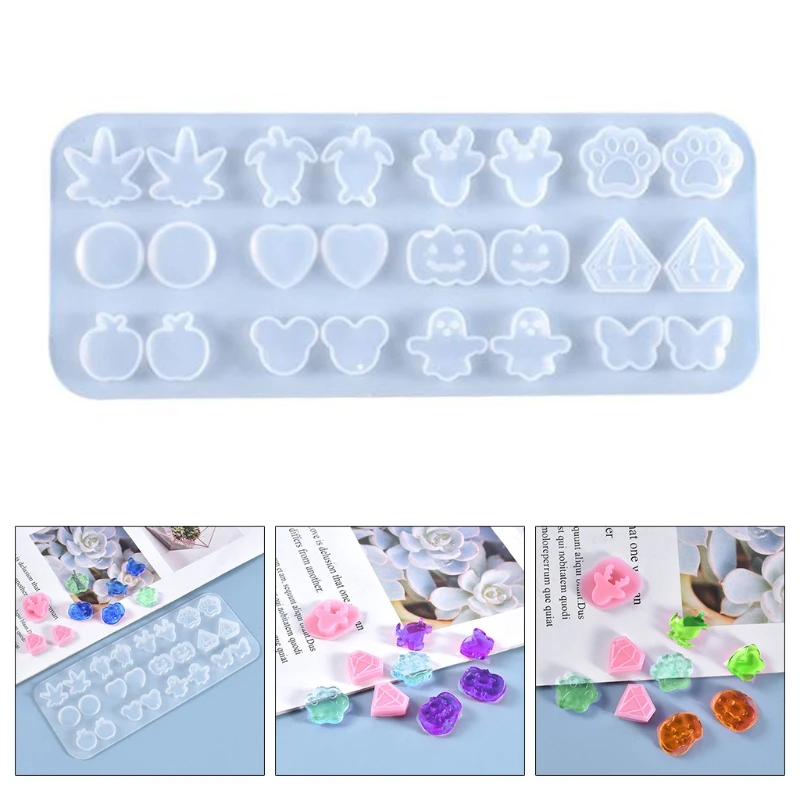 Crystal Epoxy Resin Mold Ear Studs Silicone Mould DIY Craft Jewelry Earring Tool