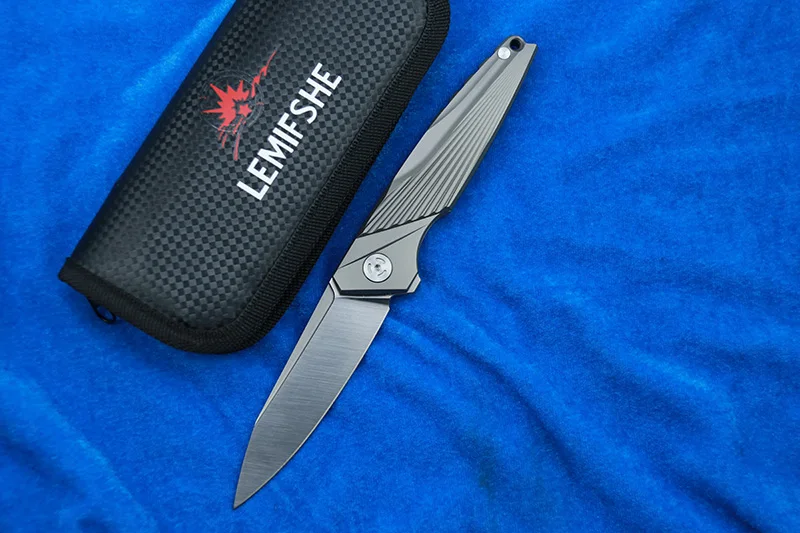 LEMIFSHE L98 M390 coltello pieghevole tascabile lama manico in lega di titanio coltelli a sfera in ceramica con cuscinetti a sfera coltello da pesca da campeggio EDC