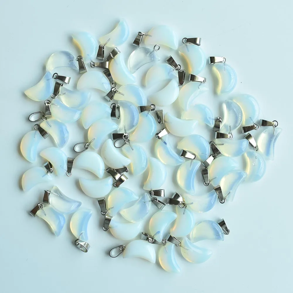 Hochwertige, sortierte Anhänger in Halbmondform aus Naturstein für die Herstellung von DIY-Schmuck. Großhandel 50 Stück/Los kostenlos. – Detail 8