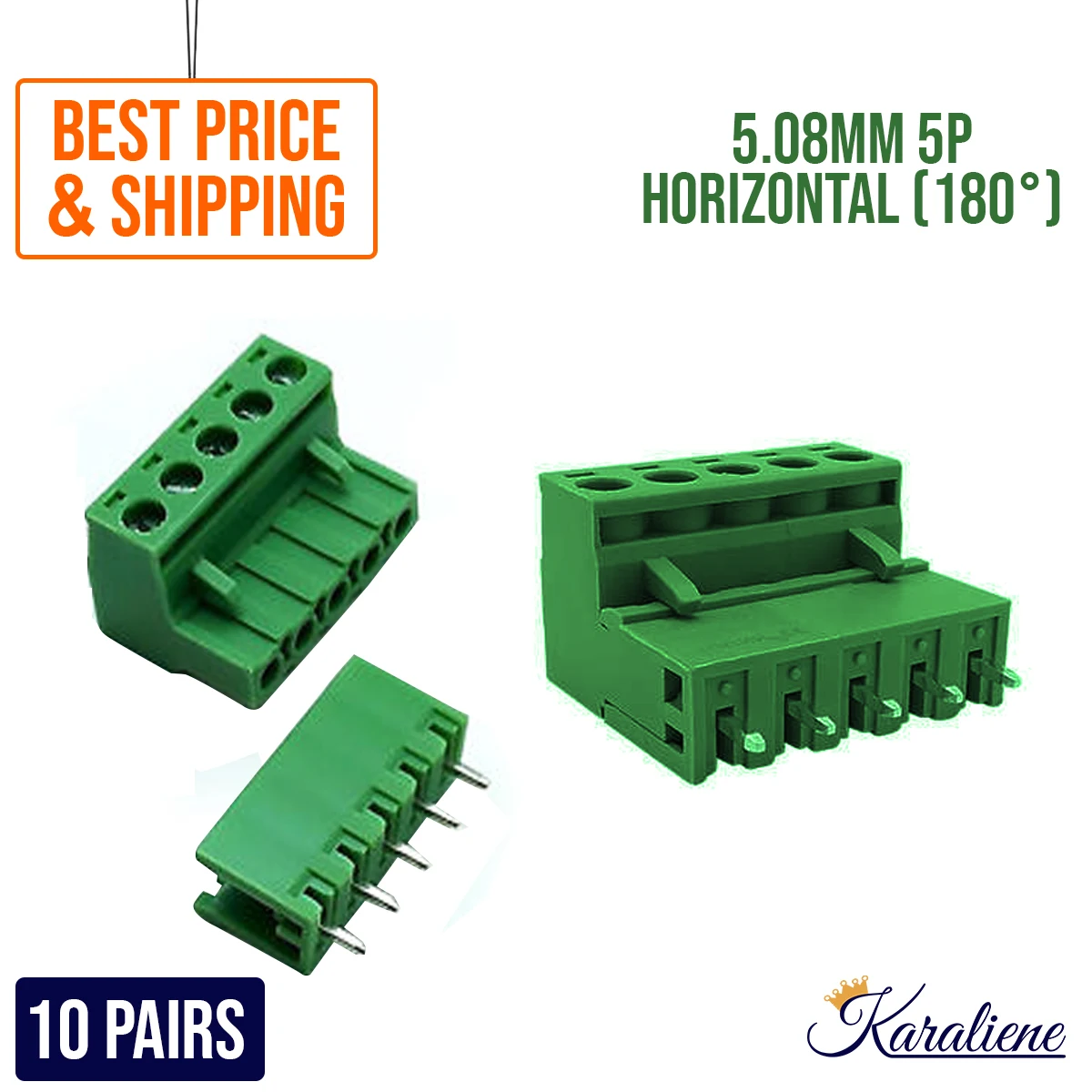 10SETS 2EDG 5 Pin Screw Terminal Block Connector 5.08MM Pitch PLUG + Straight PIN HEADER SOCKET For PCB