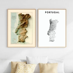 Portugal Map Poster Black White Wall Picture Prints Office Decor Portuguesa Map Modern Wall Art Canvas Painting Home Art Decor