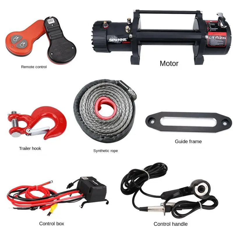 12,000 lb nylon winch Spider Winch 12000 Pounds Portable Self-rescue Off-road 12V Vehicle-mounted 12000 Electric Winch