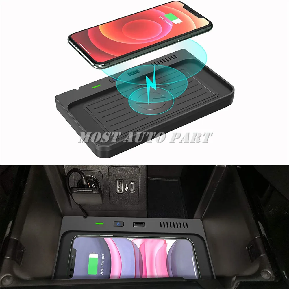 

Interior Car Wireless Charger Phone Fast Charging Storage Box For Ford Explorer 2020-2021 The Phone With QI Wireless Charging