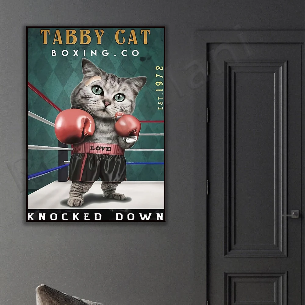 Tabby Cat Boxing co, abattre, enseignes rétro, adapté à la décoration murale extérieure des bars et cafés des hôtels familiaux