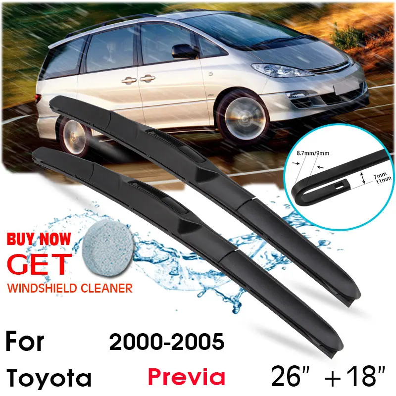 

Car Wiper Blade Front Window Windshield Rubber Silicon Refill Wipers For Toyota Previa 2000-2005 LHD/RHD 26"+18" Car Accessories