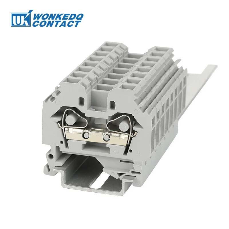 10Pcs 282-101 Spring-Cage Connection Cage Clamp Mount 2-Conductor 282 101 Plug 6 mm² Wire Connector DIN Rail Terminal Block