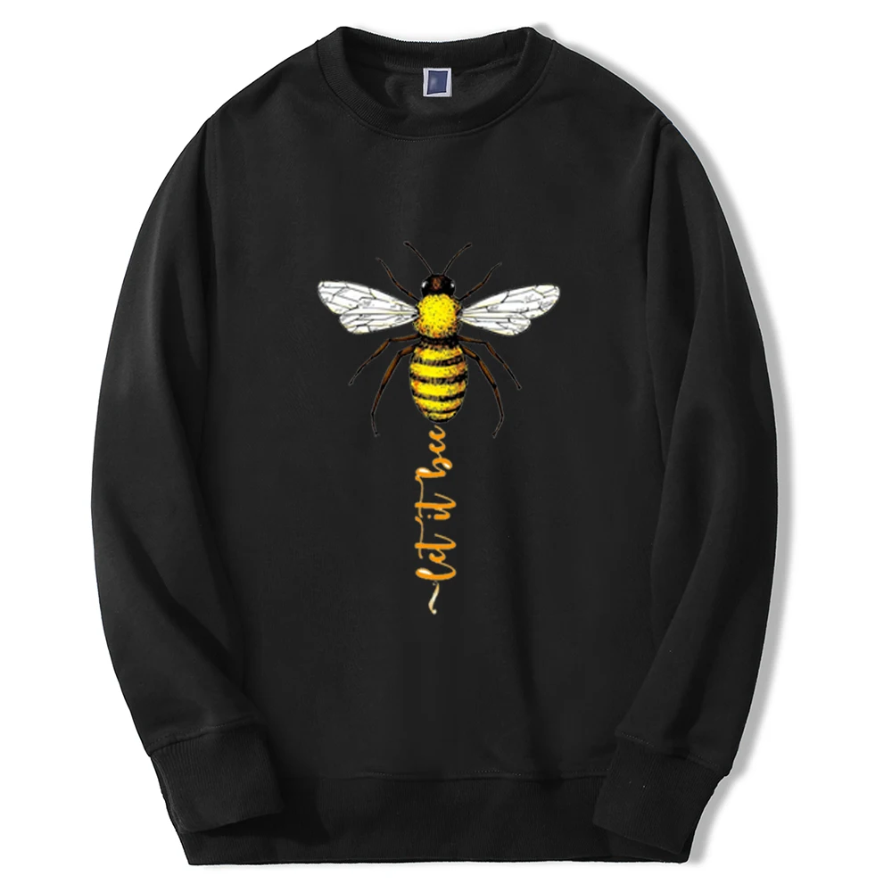 

Let It Bee Funny Bee Print Sweatshirts Men Hoodie Casual High Quality Winter Warm Streetwear Fleece Pullover