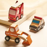 Kids Mini Wooden Cars Truck Aircraft Model Toy Montessori Wooden Education Colorful Vehicle Toys Simulation Cars Decoration Gift
