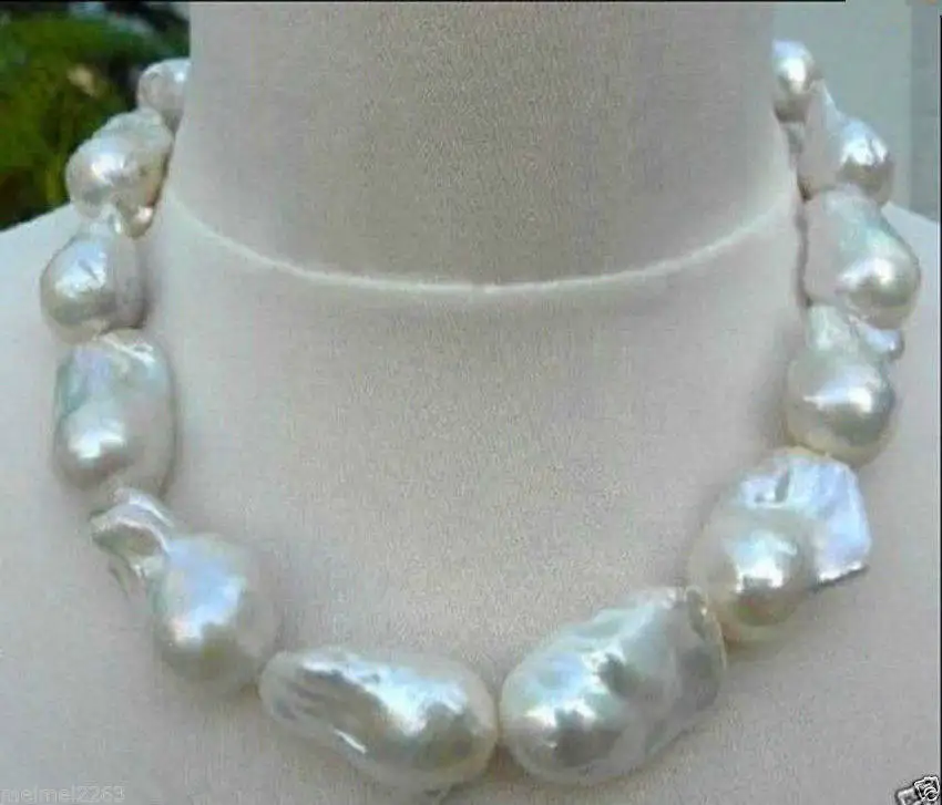 New REAL HUGE AAA SOUTH SEA WHITE BAROQUE PEARL NECKLACE 18\'\'