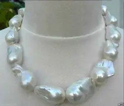 New REAL HUGE AAA SOUTH SEA WHITE BAROQUE PEARL NECKLACE 18''