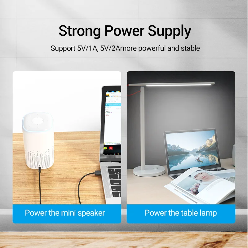 Vention USB ke DC 3.5mm Kabel Pengisian USB A Male Ke 3.5 Jack Konektor 5V Power Supply Charger adaptor untuk USB HUB Kabel Listrik