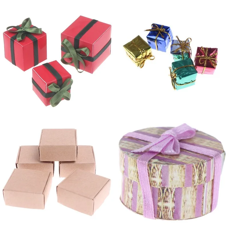 1/12 puppenhaus Miniatur Papier Weihnachten Geschenk Box Pretend Play Mini Puppe Haus Möbel Dekoration Zubehör Spielzeug