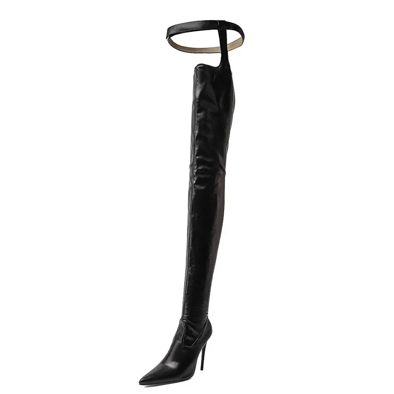 Lasyarrow Sexy Female Over the Knee Boots Women Runway Show Night Club Party Shoes Stiletto Heel Thigh Crotch Boots Red