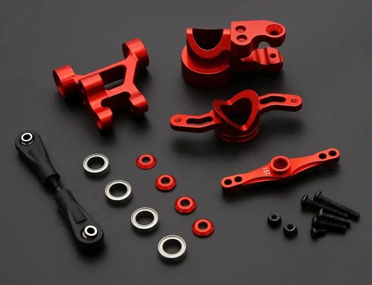 Aluminum Push-Pull Steering Wiper Arm Double Cog 15T 17T Kit for 1/5 Scale LOSI 5IVE-T Rovan LT and SLT