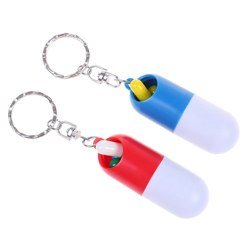 Creative Mini capsule Pill Box Case Cache Drug Holder Container Key Chain Keychain Keyring Stash Medicine Box Health Care