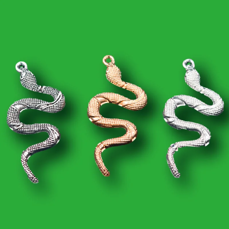 5pcs Hip Hop Style Snake Alloy Pendant DIY Charms Necklace Earrings Jewelry Carfts Making A2063