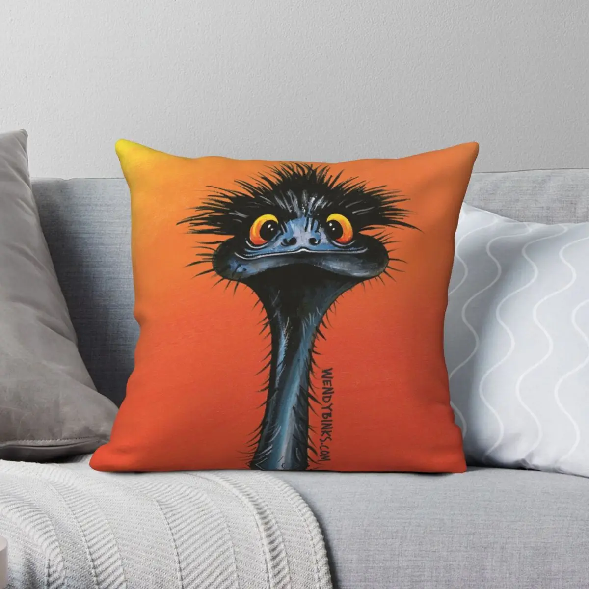 Stunned Emu With Sunset Square Pillowcase Polyester Linen Velvet Pattern Zip Decor Pillow Case Sofa Cushion Cover Wholesale