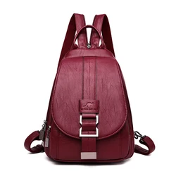 Bolsas de ombro de couro macio para mulheres, mochila multifunções, mochila feminina, mochilas escolares pré-escolares para meninas adolescentes