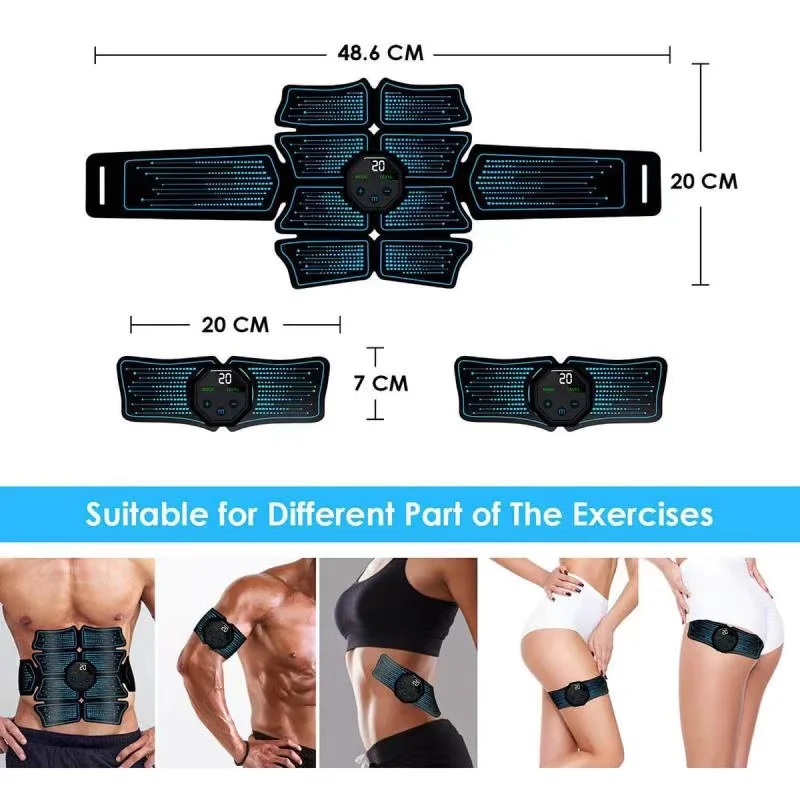 USB ricaricabile pigro Fitness esercizio allenamento muscolare addominale EMS cintura per massaggio Home Gym Workout Abs patch per elettrodi di Toner