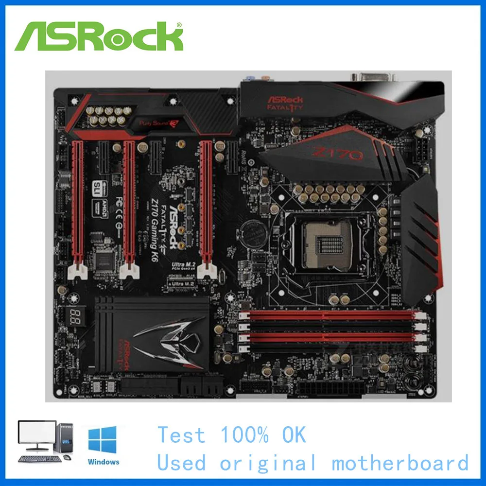 

For ASRock Z170 Gaming K6 Computer Motherboard LGA 1151 DDR4 Z170 Desktop Mainboard Used Core i5 6600K i7 6700K Cpus