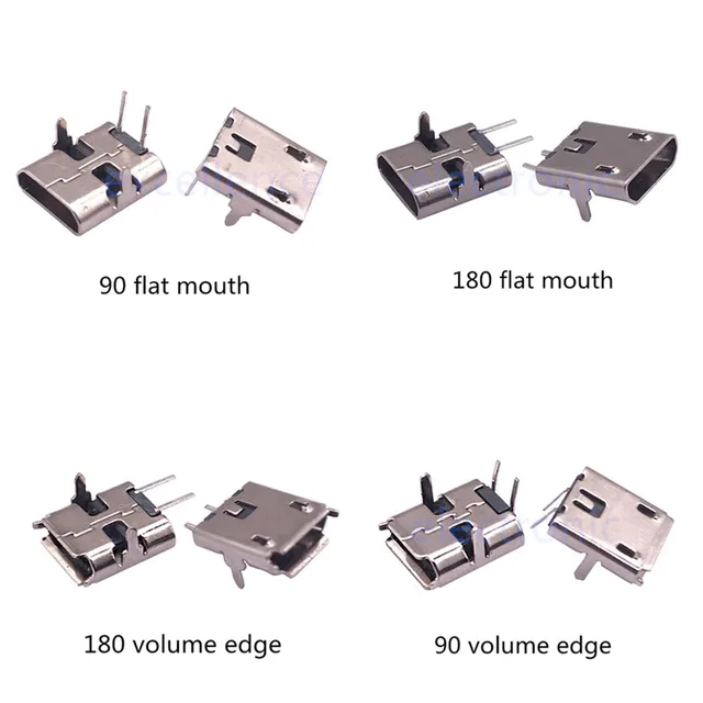 20szt Micro Usb 2Pin 90/180 stopni Złącze żeńskie typu B do telefonu komórkowego Złącze Micro Usb Jack 2-pinowe gniazdo ładowania