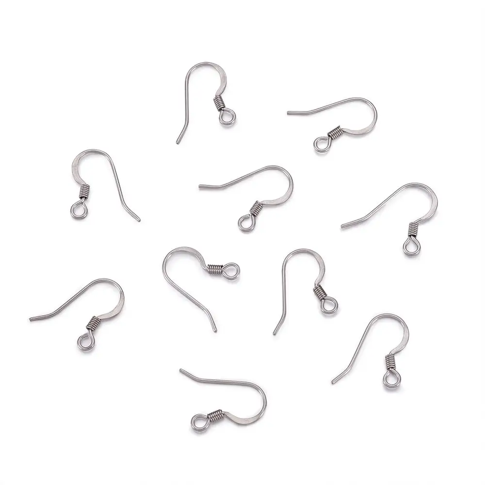 

200pcs/lot 304 Stainless Steel Earring Hooks Ear Wire Findings Supplies for Women Earrings DIY Making 14x17x2mm, Hole: 2mm F80