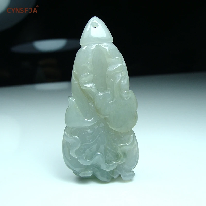 

CYNSFJA Real Rare Certified Natural A Burmese Emerald Jadeite Lucky Amulet Wealth Baicai Myanmar Jade Pendant Green Hand -Carved