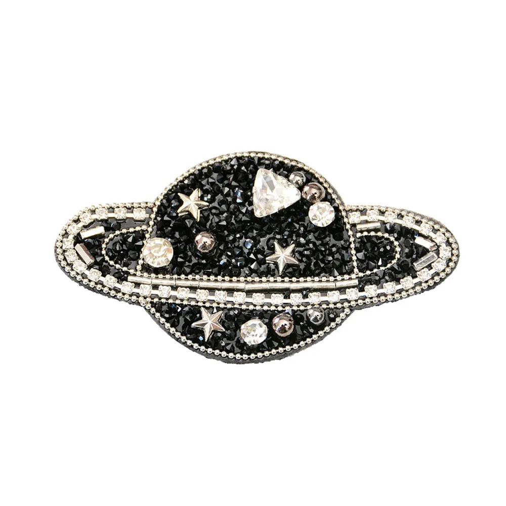 AHYONNIEX 1 Hạt Châu Đen Hành Tinh Sao Máy Bay Miếng Dán Táo May Trên Parch Quần Áo Giày Túi Trang Trí Thủ Công DIY Dán Cường Lực