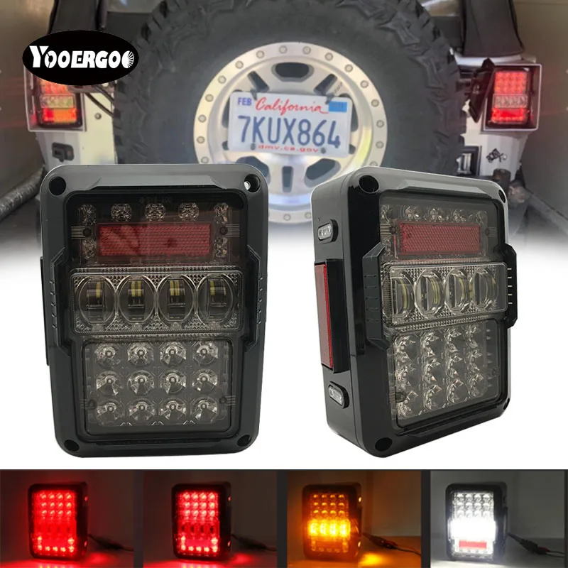 For 07-16 Jeep Wrangler LED Tail Lights Rear Brake Reverse Lamps 480LM For Jeep Wrangler JK LED Brake Tail Lights Kit