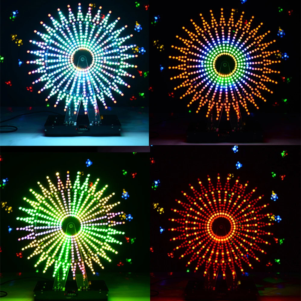 DIY electronic kit LED rotating ferris wheel 16 layer 30cm colorful LED bluetooth voice control music spectrum(not assembled