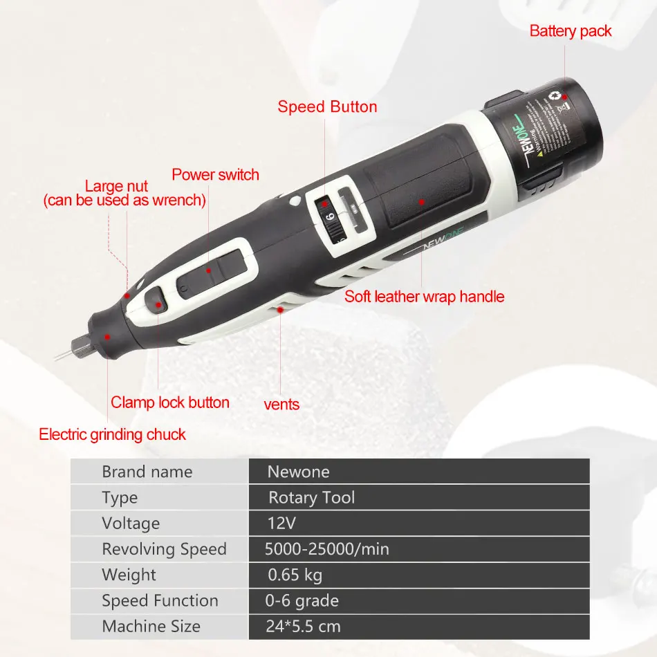 12V Lithium-Ion Cordless Rotary Tool Kit Electric Mini Drill with Six Speed Adjustment portable Dremel Rotary Tool Fit on B*sch