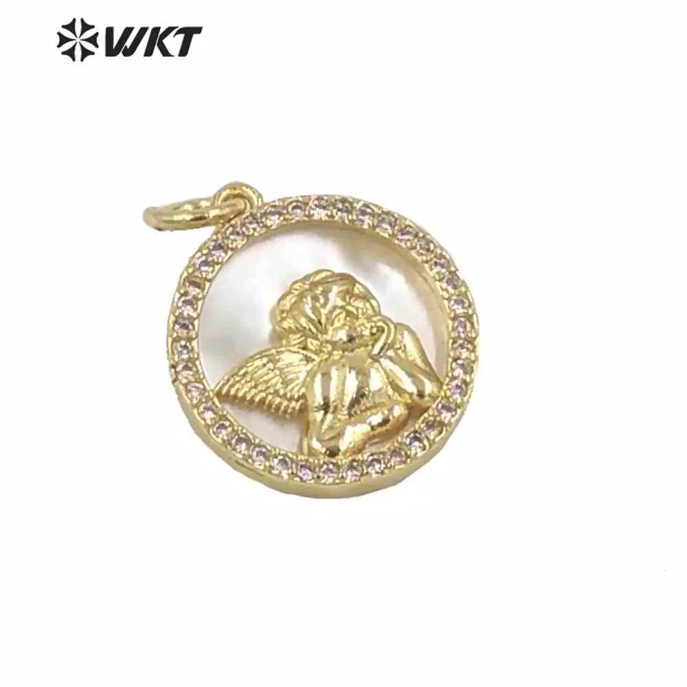 WT-MP161 Wholesale Fashion Versatile Mop Shell Cubic Zircon Pendant For Women Setting Jewelry