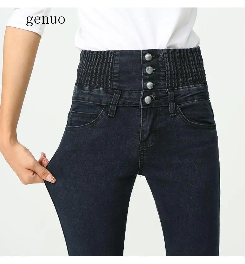 Pantalones vaqueros elásticos ajustados para mujer, vaqueros de cintura alta con realce, talla grande, negro, gris, 6xl, 5xl, 2020